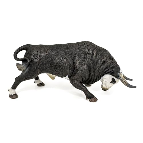 DQB DeQUBE - Figura Toro Bravo Cara Blanca embistiendo - Figura Coleccionable Hecha a Escala y Pintada a Mano - Colección Toro Bravo Deqube- Tamaño 15X8X4cm (90110111)