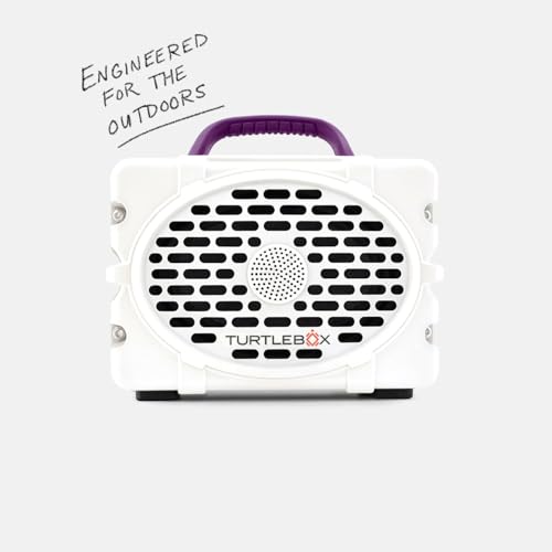 Image of Turtlebox Original Gen 3: Portable Outdoor Bluetooth Speaker - Ultra-Loud (120dB), Waterproof (IP67), Rugged, Impact-Resistant, 3-Day Battery | Party Mode: Unlimited Pairing Stereo, White /Purple