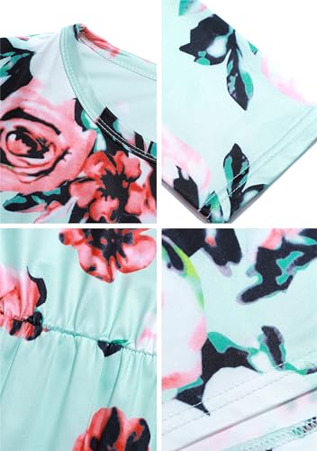 MAYRAIN Mommy and Daughter Matching Summer Maxi Dresses Floral Printed Outfits Long Dresses with Pockets Family Dress2