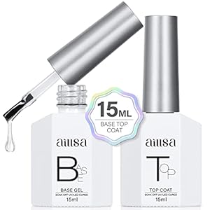 AILLSA Gel Top Coat and Base Coat-Gel Nail Polish, 2x15ML Base and Top Coat Gel polish UV LED Soak Off for Nail Varnish…