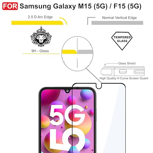 Image of CEDO Tempered Glass for Samsung Galaxy M15 (5G) / F15 (5G) | Screen Protector Full HD Quality Tempered Glass Anti-Scratch Edge to Edge Coverage with Easy Installation Kit (Black)