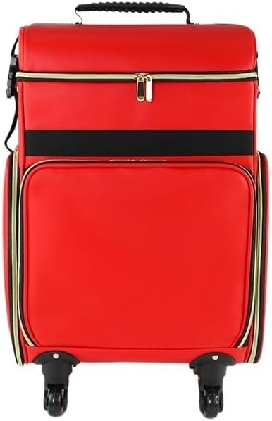 HBJWOV Professional PU Trolley Makeup Case Multi-function Large-capacity Storage Tool Box(white-Dinosaur Doodle4)
