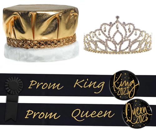 Anderson's Golden Night Prom 2025 Royalty Set, Gold and Black, High School, Coronation, Prom Sashes For Prom Court, High School Dance, Party, Costume, Event