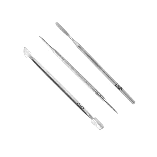 Kit Profissional Manicure e Pedicure Inox – Espátula Dupla, Palito e Bisturi para Cutícula – Ferramentas de Aço Inoxidável de Alta Precisão