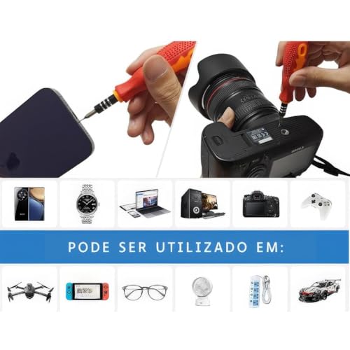Kit de Ferramentas de Precisão com 30 Pontas Intercambiáveis, Chaves Fenda, Torx e Philip, Estojo Co