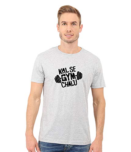 Image of T-Shirt for Men KAL SE Gym CHALU Funny Hindi Quotation, Graphic and Typography t-Shirt