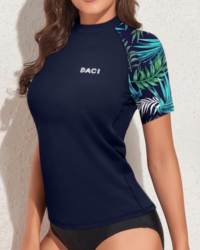 Daci Women Short Sleeve Rashguard Top Swim Shirt Swimsuits Top Only No Built in Bra Bathing Suit No Bottom4