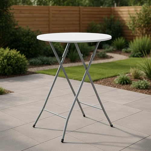 Mesa alta plegable de metal redonda Ø60 cm resistente y estable 3