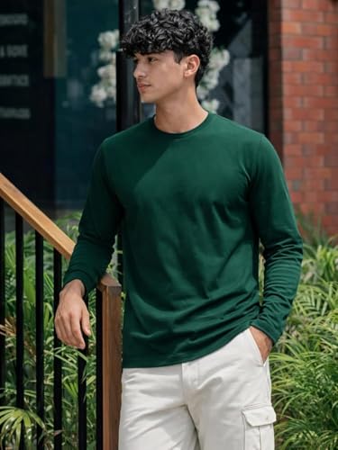 Image of Men's Regular Fit Plain Full Sleeve T- Shirt, Spun Cotton Fabric, Soft and Comfortable Casual Everyday Wear (Pack of 3) (Size Range S to 2XL)