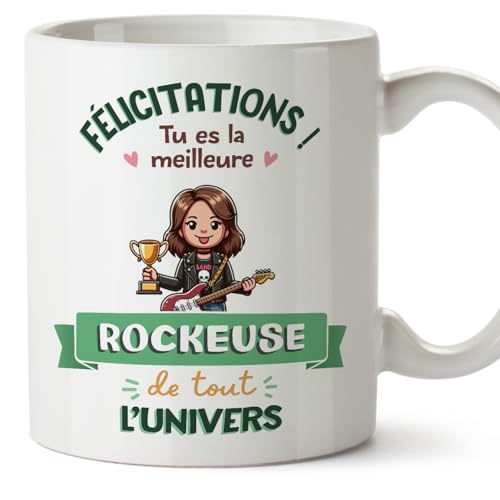 Mugffins Tasses pour ROCKEUSE - En Français - Cadeau original femme - Meilleur Univers Trophée - 11 oz / 330 ml