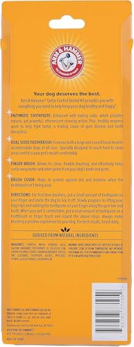 Image of Arm & Hammer for Pets Tartar Control Dog Dental Care Kit, Banana Mint Flavor Toothpaste with Baking Soda, Double-Sided Toothbrush and Finger Brush Included, 2.5 Oz, 3-Piece - 2 Pack