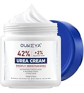 OUKEYA Urea Cream 42% plus Salicylic Acid 2% Net 350g for Dry Cracked Feet, Heels, Knees, Elbows,...