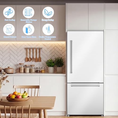 Image of Electactic 18 Cu. Ft. French Refrigerator, 2-Door French Door Refrigerator with Built-in Ice Maker, Digital Temperature Control with Bottom Mount Freezer Drawer for Kitchen Commercial-Stainless-Steel