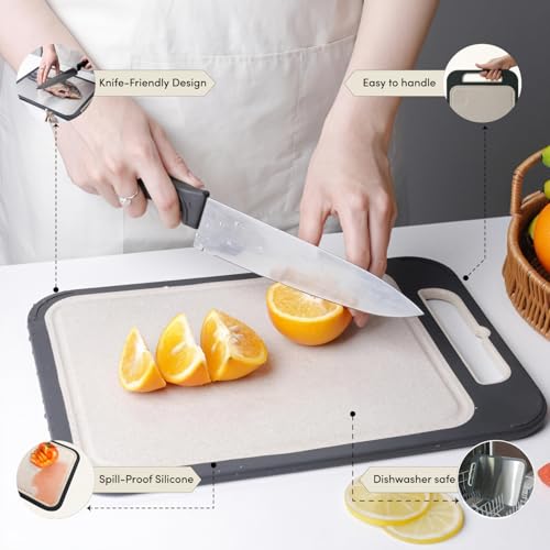 Tabla de cortar metálica de acero inoxidable de doble cara (34.93x24.89 cm), apta para lavavajillas, duradera e higiénica miniatura 3