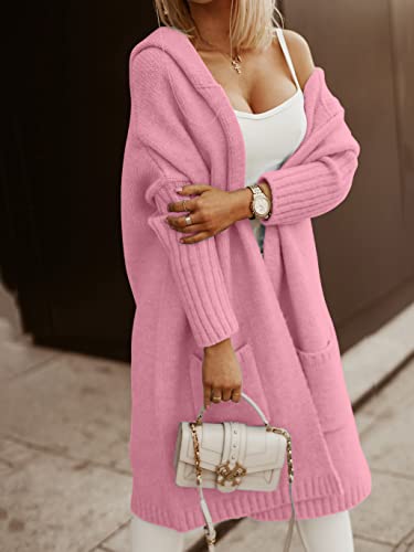 Image of Aoysky Womens Long Cardigans Cable Knitted Open Front Oversized Hooded Outerwear Sweater Coat