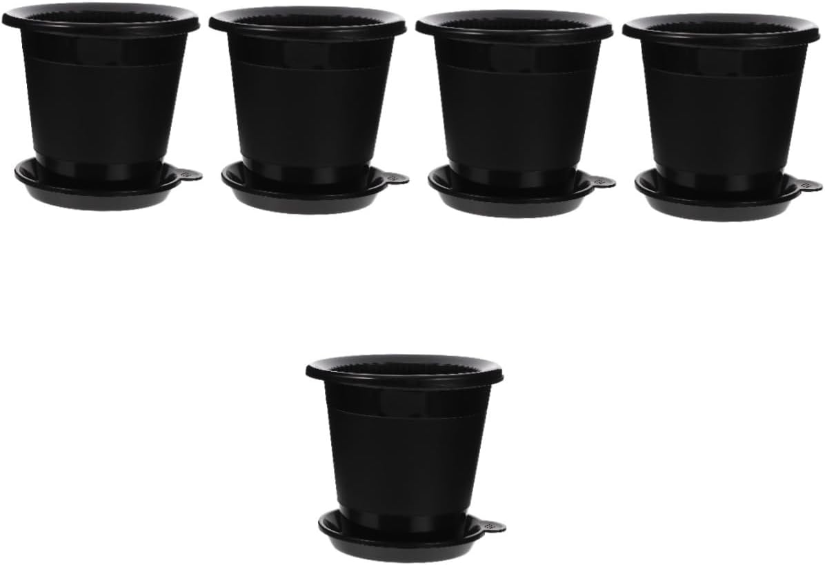 Sosoport 5sets Root Control Pot Tray and Drainage Ventilated Planter for Indoor Scindapsus Aureus and Practical Flower Nursery Holder