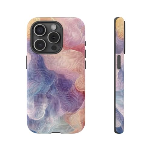 Coque iPhone 15 Pro rigide et brillante à motif vagues pastel