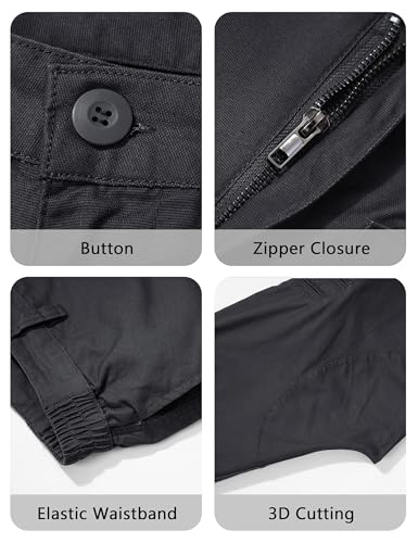 Image of CRYSULLY Men's Cotton Multi-Pockets Work Pants Tactical Outdoor Military Army Cargo Pants (No Belt)