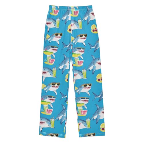 Sharks Wearing Sunglasses Drink Boys Pants Girl Sleep Pants Long Trousers Elastic Waist Lounge Bottoms S