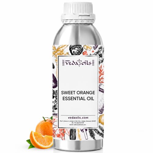 Image of VedaOils Sweet Orange Essential Oil | 100% Pure & Natural Cold Pressed Orange Oil for Skin, Hair & Aromatherapy | Orange Fragrance Oil for Diffuser, Candle Making, Soap & Air Freshener | 100ml