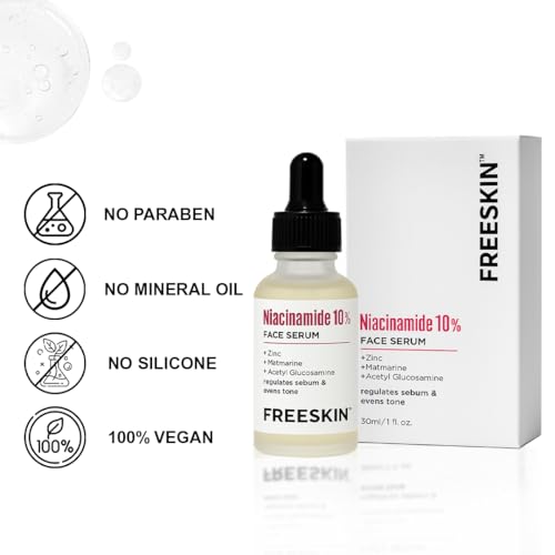 Image of Free Skin 10% Niacinamide Face Serum with Zinc | Oil Control & Pore Minimizing Formula | Fights Blemishes, Evens Skin Tone & Enhances Clarity | Suitable for All Skin Types | 30 ml