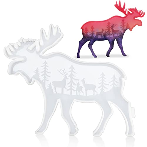 SPEETH Juego de moldes de resina de ciervo de silicona para decoración de ciervos grandes moldes de resina de silicona, moldes de resina epoxi para decoración de oficina doméstica Cover