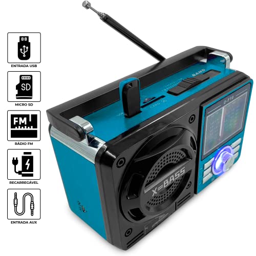 Rádio Retro Vintage AM FM Portátil Com USB MP3 Caixa Som Amplificada Microfone Excelentes Graves Ent