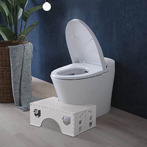 Foldable Toilet Potty Stool For Adults, 7" Healthy Squatting Posture Toilet Poop Stool, Bathroom Anti-Slip Toilet Assistance Step Stool, Fold Design Portable Travel Poop Stool For Adults, Kid. (Grey) #TOP6