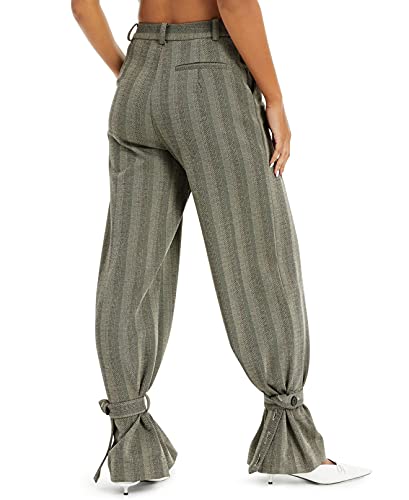 Danielle Bernstein Womens Striped Belt Wide Leg Pants3