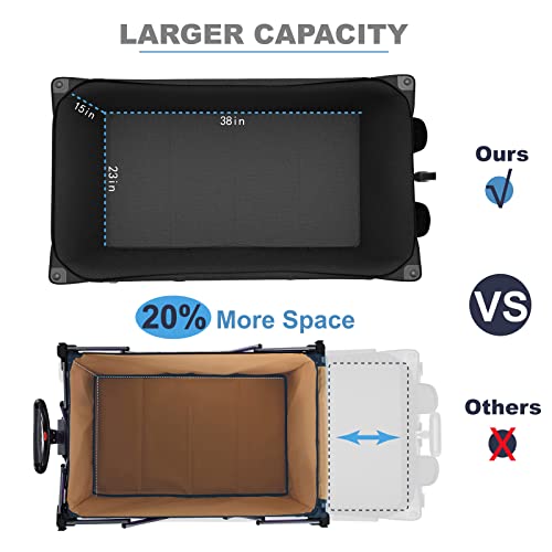 Mdeam Folding Collapsible Wagon,Large Capacity Outdoor Wagons Carts Heavy Duty Foldable Utility With Big All-Terrain Wheels &2 Side Pocket For Camping,Sports(Black) #TOP1