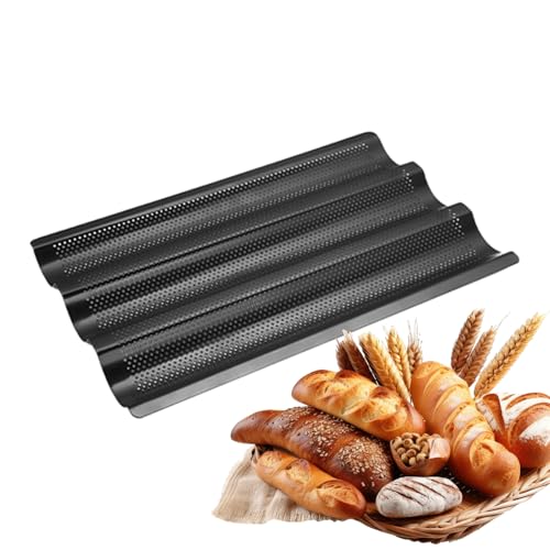 Französisches Brotbackblech | Backblech zum Dampfgaren von Brot | Backblech für 3-Wellen Toaster - Brotbackblech aus Edelstahl, Französische Stäbchenform für Fleisch, Pizza, Nähen