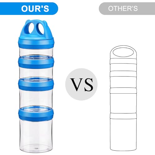Image of SELEWARE Stackable Snack Containers for Kids Toddlers, Red Blue & White | Portable Food Storage Containers for Snacks Formula Powder Drinks and Travel, Twist Lock System Airtight Leak-proof BPA Free