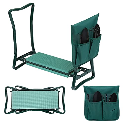 Yakimz Tabouret de jardin pour le jardinage avec coussin en mousse EVA - Charge maximale : 150 kg - Avec 2 sacs à outils suspendus Cover