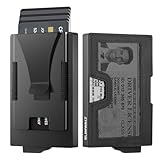 Slimwalt Wallet for Men with Money Clip and ID Window - Holds 20 Cards, RFID Blocking Card Holder Wallets with Smart Card Slot, Minimalist Mens Wallet, Metal Pop Up Wallet, Gifts for Men Black