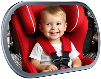 Baby Car Mirror for Backseat - Rear Facing Car Seat Mirror Safety for Infant Newborn - Easily Observe the Baby Move,Clear Wide View,360°Rotation, Secure, Shatterproof - Grey