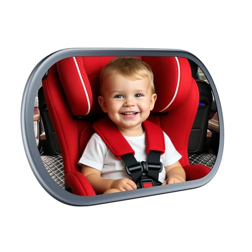Image of Baby Car Mirror for Backseat - Rear Facing Car Seat Mirror Safety for Infant Newborn - Easily Observe the Baby Move,Clear Wide View,360Rotation, Secure, Shatterproof - Grey