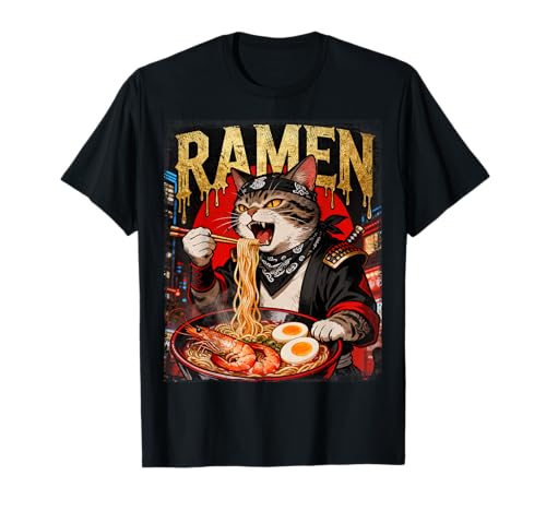 Ramen Nudel Japan Asien Katzen T-Shirt