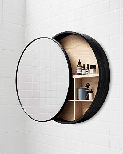 TinyTimes Round Mirror Cabinet, Round Vanity Mirror, Medicine Cabinet, Strong and Heavy Bathroom