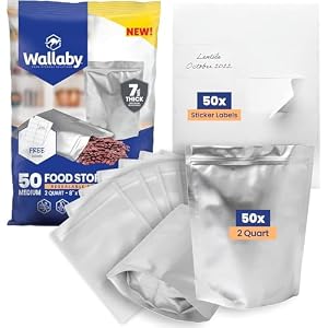 Wallaby Mylar-Taschen 2 Quart Silber 50 Stück