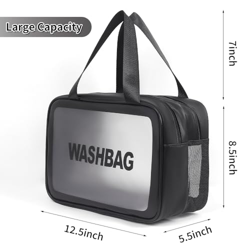 Wash Bag for Women & Men - Large Capacity Travel Toiletry Bag with Matte Translucent Window & Wet/Dry Pockets, Waterproof & Portable Organizer for Cosmetics,Gym & Shower Essentials2