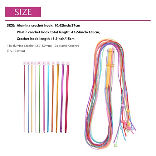 Hausdec 23 Pcs Tunisian Crochet Hook Set Include Plastic Cable Afghan Crochet Hook and Tunisian Afghan Aluminum Knitting Needles - Image 4