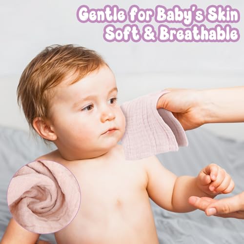 Image of WY LIGHTING LEVEL 12Pcs Baby Muslin Washcloths for Unisex Cotton Wash Cloth Set for Baby Face Body Absorbent Comfy Soft Towels Set Unisex Face Towel for Newborn Infants Kids Girls Boys