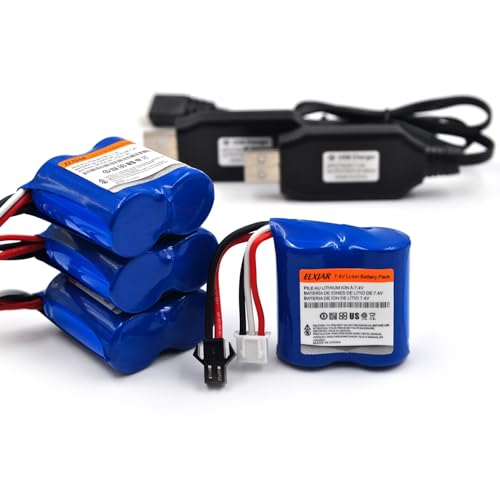 elxjarpower (4-Pack) High Capacity 7.4V 600mAh Li-ion 2S Battery with SM-2P Plug Compatible with...