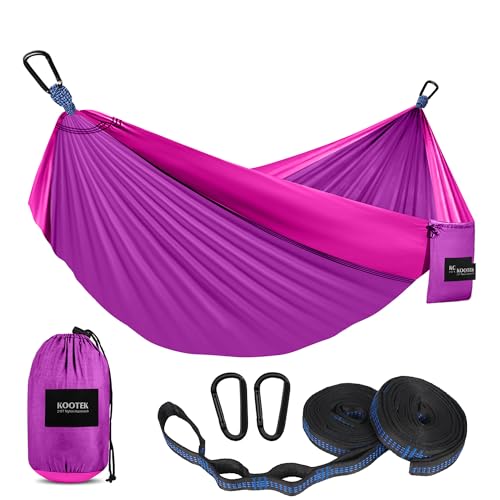 Kootek Camping Hammock 500 lbs Capacity, Portable Hammocks with Tree Straps & Attached Carry Bag, Camping Essentials Gear, Perfect for Outside Indoor Hiking Beach Backpack Travel