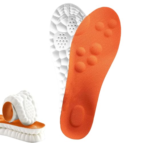 WOSLXM Insoles for Men Women, 2025 New Massage Insoles, Cloud Shoe Inserts Memory Foam Insole with Arch Support (1 Pair-Orange,Men 6.5-7.5/Women 8-9)
