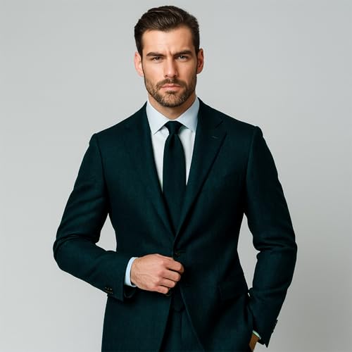 Image of BIGREAMS Unstitched Bottle Green Herringbone Wool Blazer Yarn-Dyed Fabric for Three Piece Suit | 58 inch Wide, Wrinkle Free, Best for Coat Pant, Nehru Jacket,Free Size (1.5 Meter for Blazer Use)