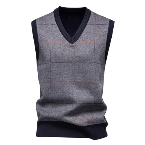 Men's Sleeveless Sweater Vest Lightweight V-Neck Stripe Dress Business Vests Pullover Comforable Breathable Tops2