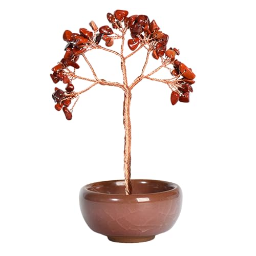 装飾ミニチュアクリスタル盆栽ツリー飾り富を誘致するための宝石付き幸運幸運スピリチュアルギフト装飾風水金のなる木