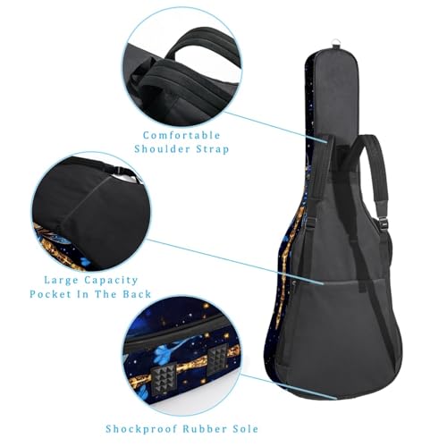 Housse guitare acoustique bleu étoilé imperméable 109 cm - 3