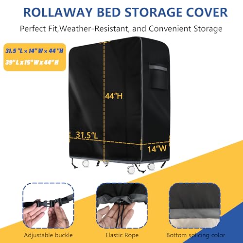 Funda para cama plegable de 31 pulgadas impermeable protector negro de 80 cm 2
